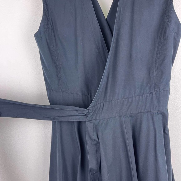 Escada Black Pleated Sleeveless Wrap Knee Length Cotton Dress Women's 32 US 2 - Picture 5 of 15